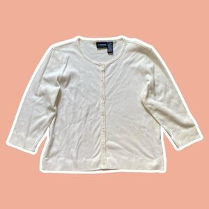NWT ~ VTG ~ 1990s ~ Liz Claiborne ~ White Ribbed Summer Cardigan ~ Size XL